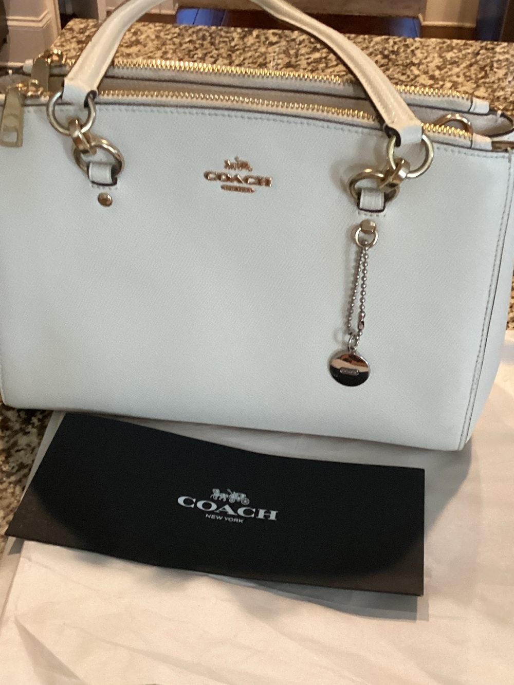 COACH Cream Leather Satchel with Gold Hardware